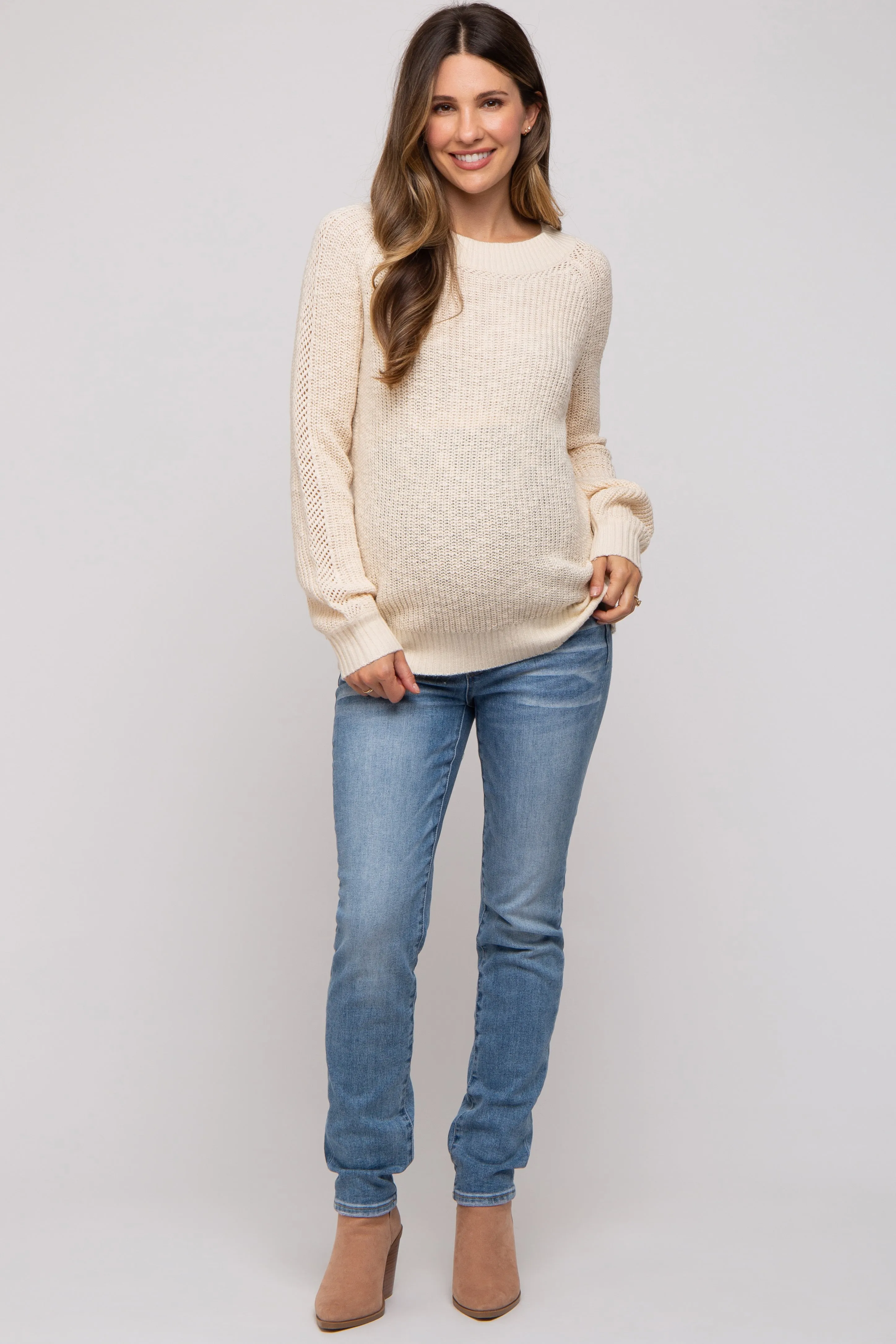Cream Open Knit Maternity Sweater sold by Pinkblush product image thumbnail 5