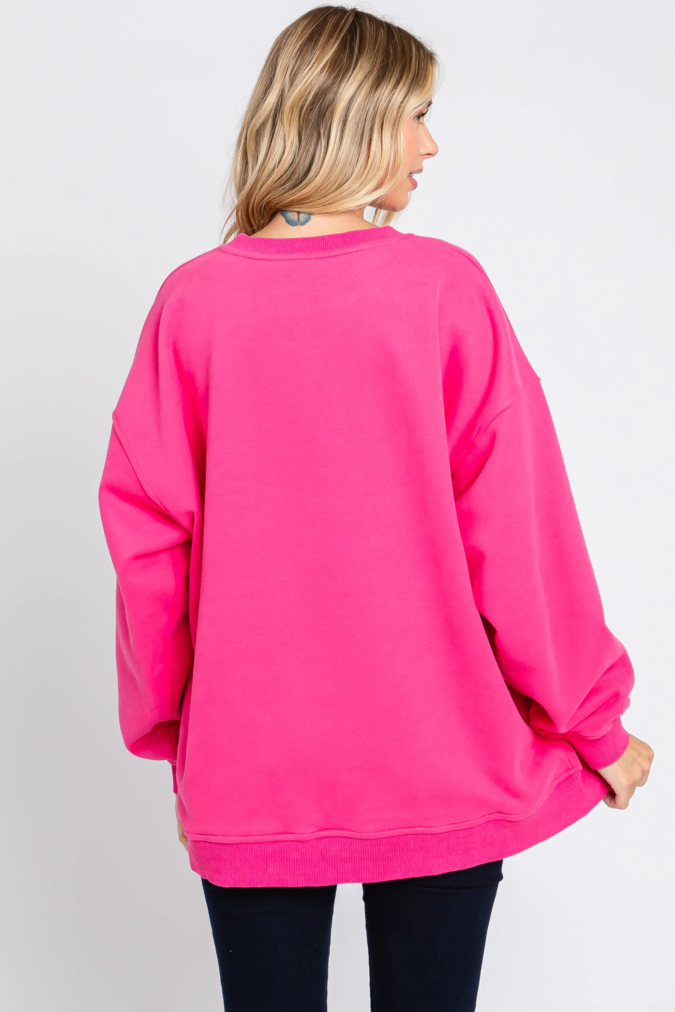 Fuchsia Soft Knit Fleece Lined Sweatshirt sold by Pinkblush product image thumbnail 3