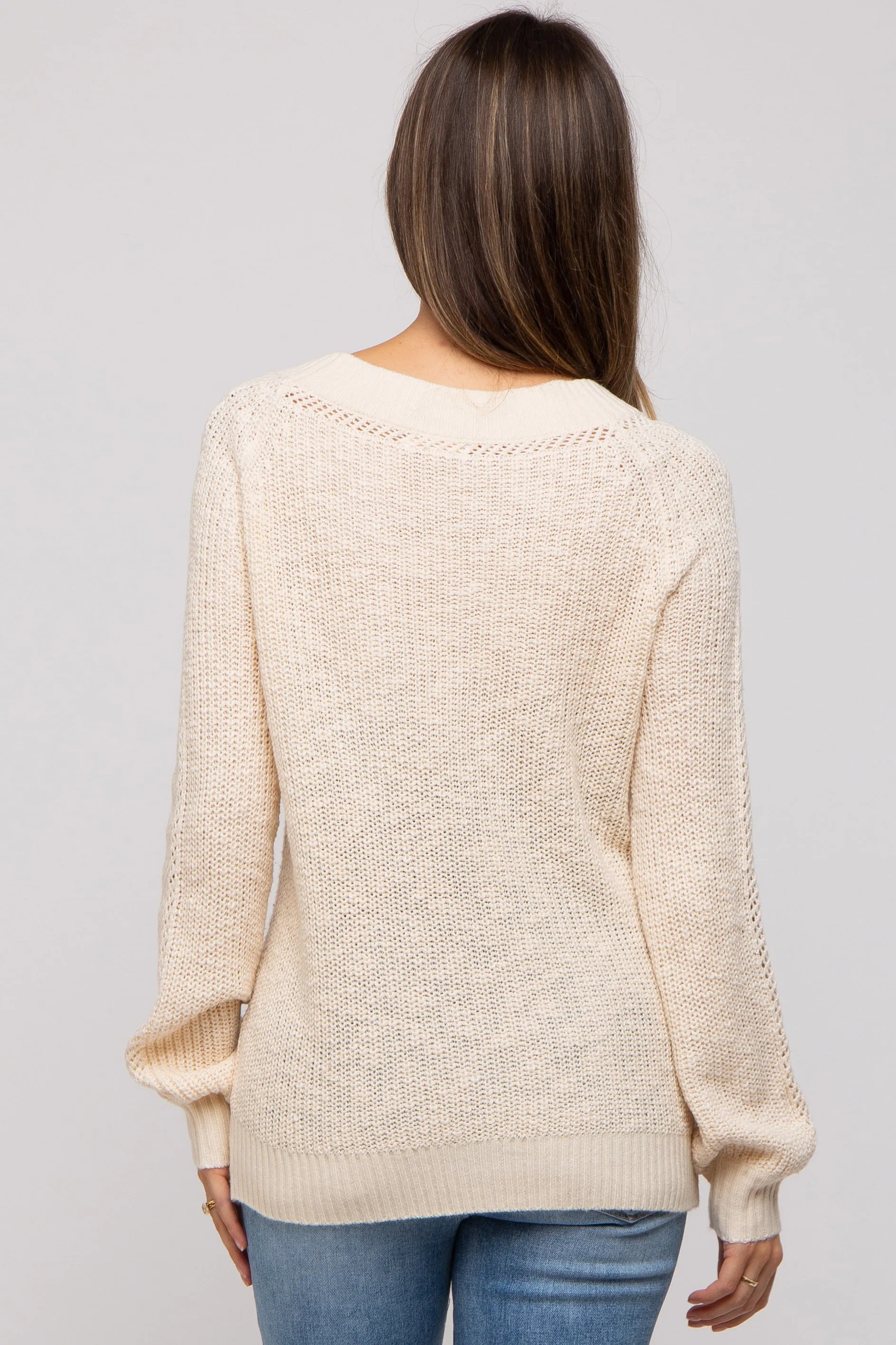Cream Open Knit Maternity Sweater sold by Pinkblush product image thumbnail 3