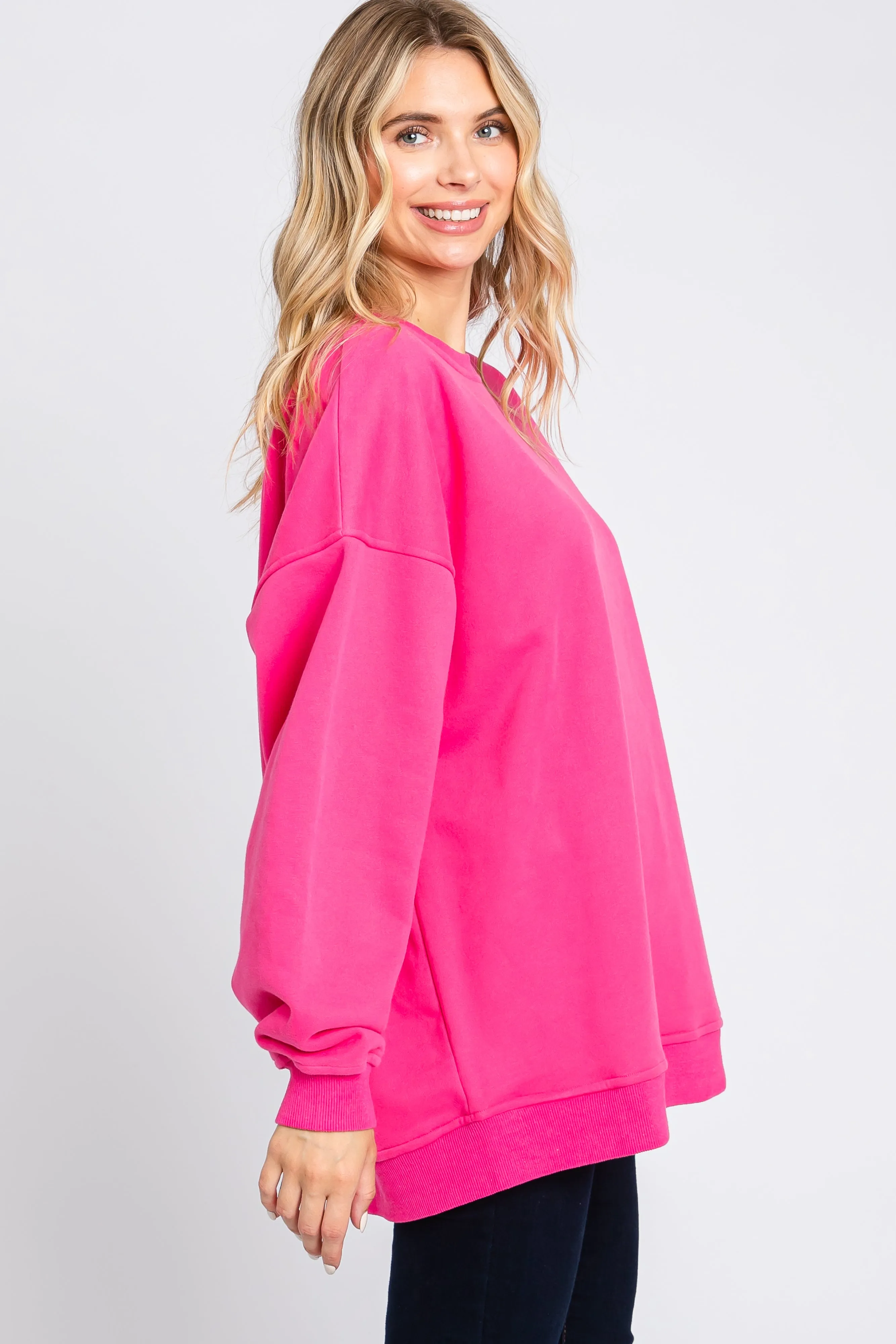 Fuchsia Soft Knit Fleece Lined Sweatshirt sold by Pinkblush product image thumbnail 2