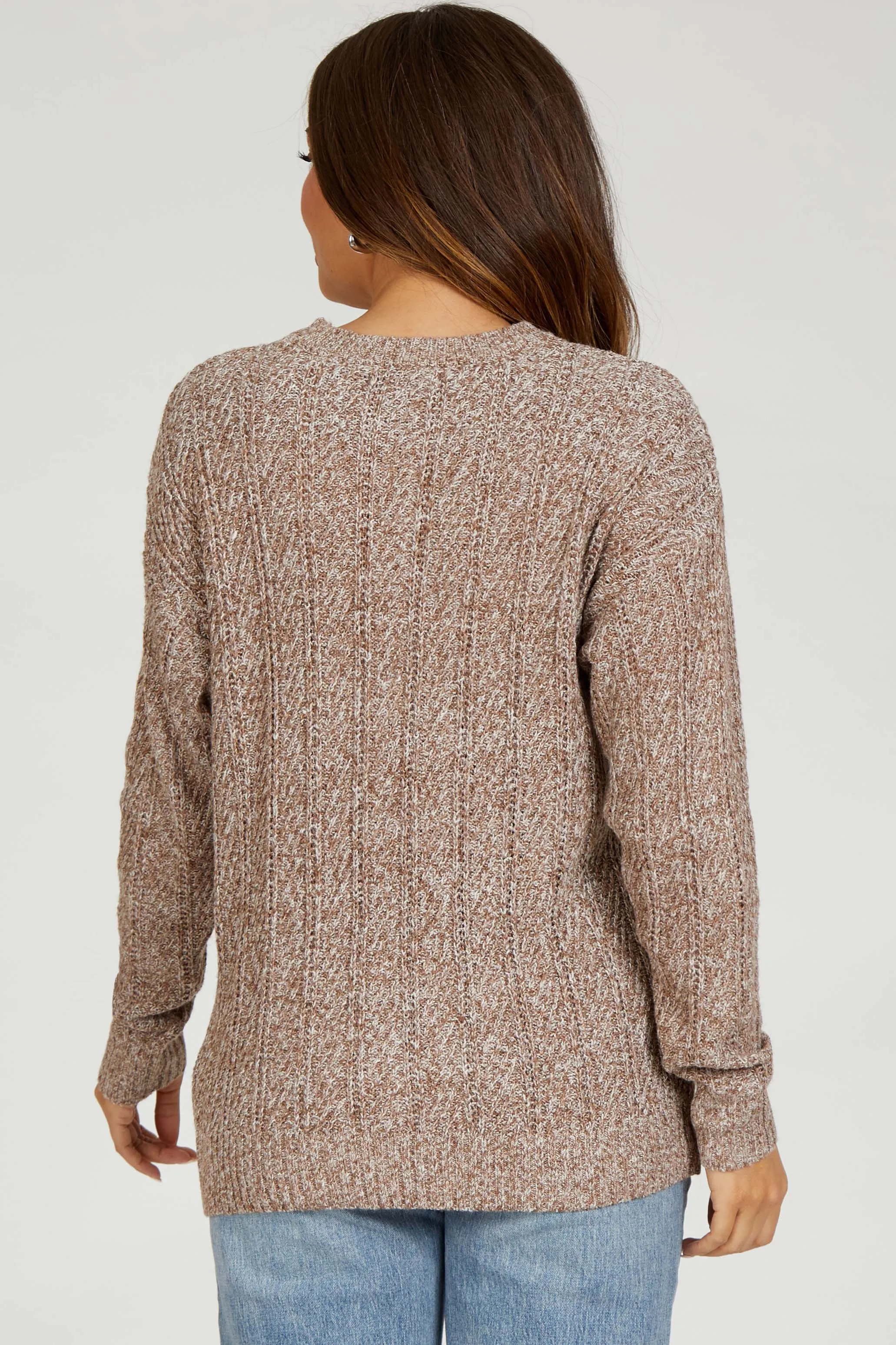 Brown Pattern Knit Maternity Sweater sold by Pinkblush product image thumbnail 3