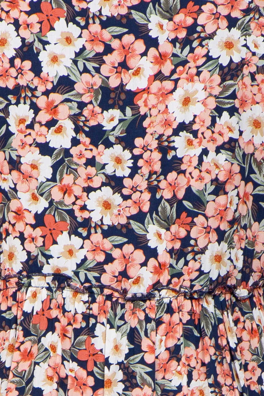 Navy Floral Pleated Front Button Maternity Maxi Dress sold by Pinkblush product image thumbnail 5