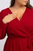 Burgundy Chiffon Long Sleeve Pleated Plus Maxi Dress sold by Pinkblush