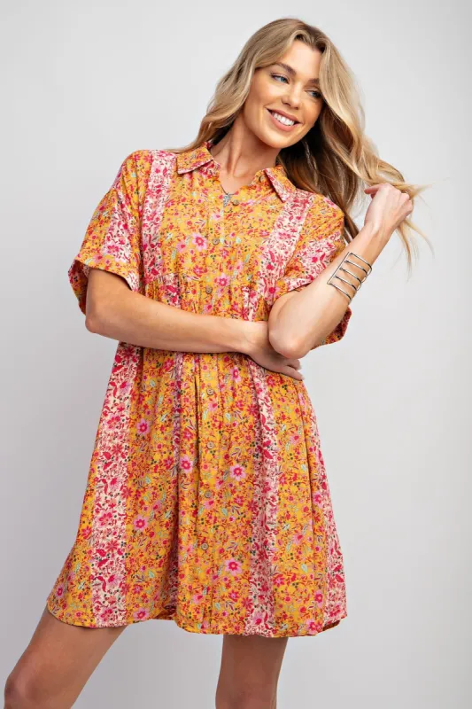 Orange Floral Button Down Dress sold by Pinkblush