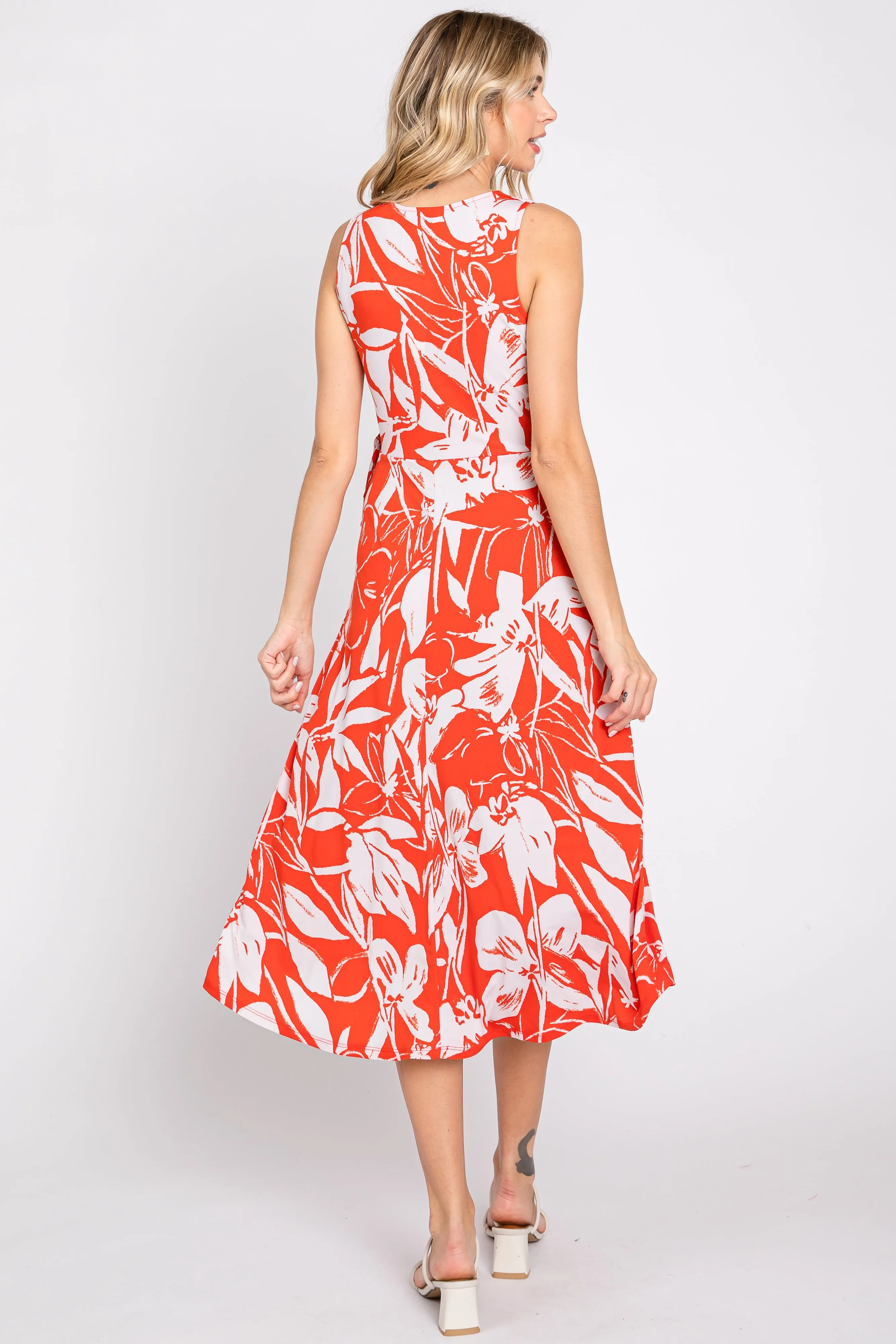 Red Flower Side Tie Wrap Dress sold by Pinkblush product image thumbnail 3