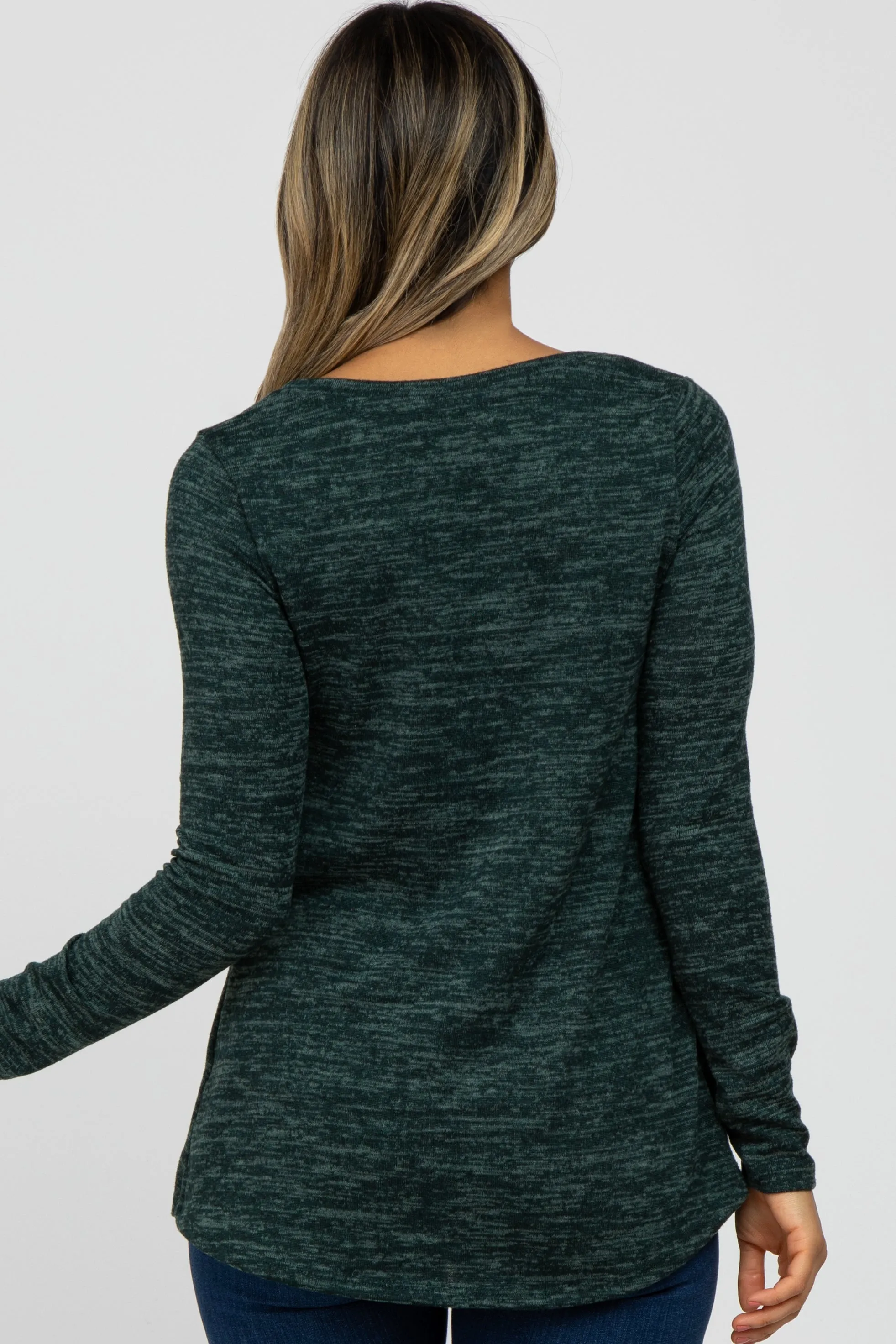 Forest Green Heather Knit Layered Front Nursing Top sold by Pinkblush product image thumbnail 3