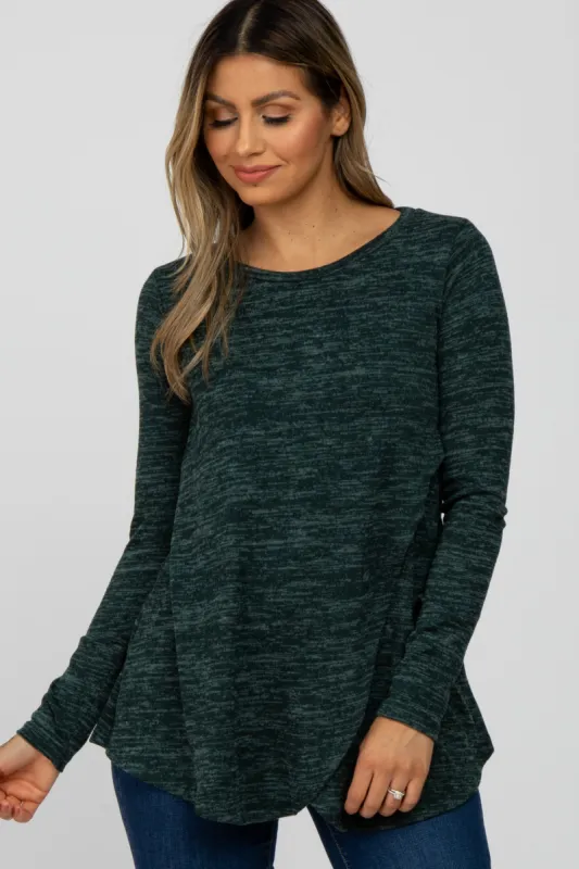 Forest Green Heather Knit Layered Front Nursing Top sold by Pinkblush