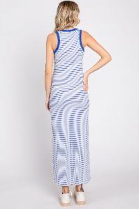 Black Striped Ribbed Sleeveless Maxi Dress sold by Pinkblush