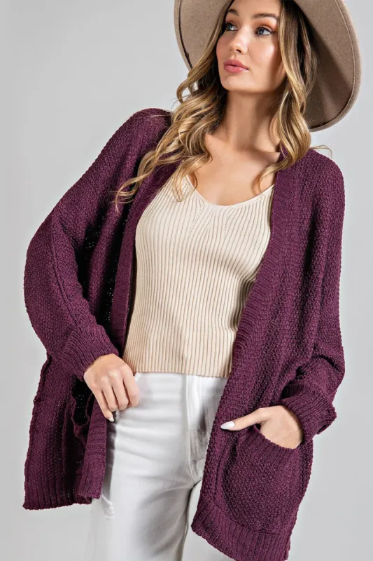 Plum Cuff Sleeve Cardigan sold by Pinkblush