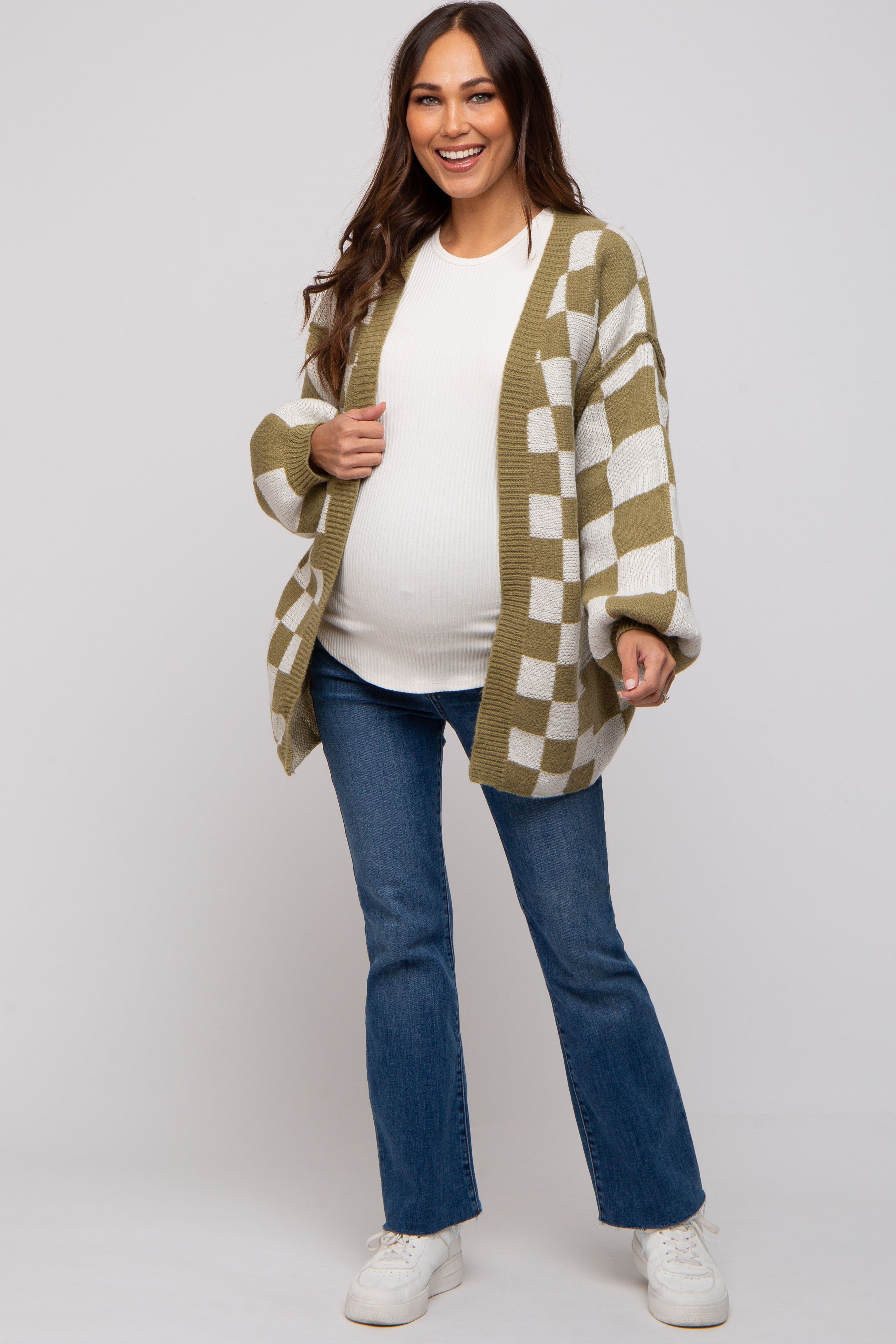 Olive Checkered Maternity Sweater sold by Pinkblush product image thumbnail 4