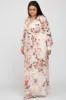 Cream Floral Chiffon Long Sleeve Pleated Maxi Dress sold by Pinkblush