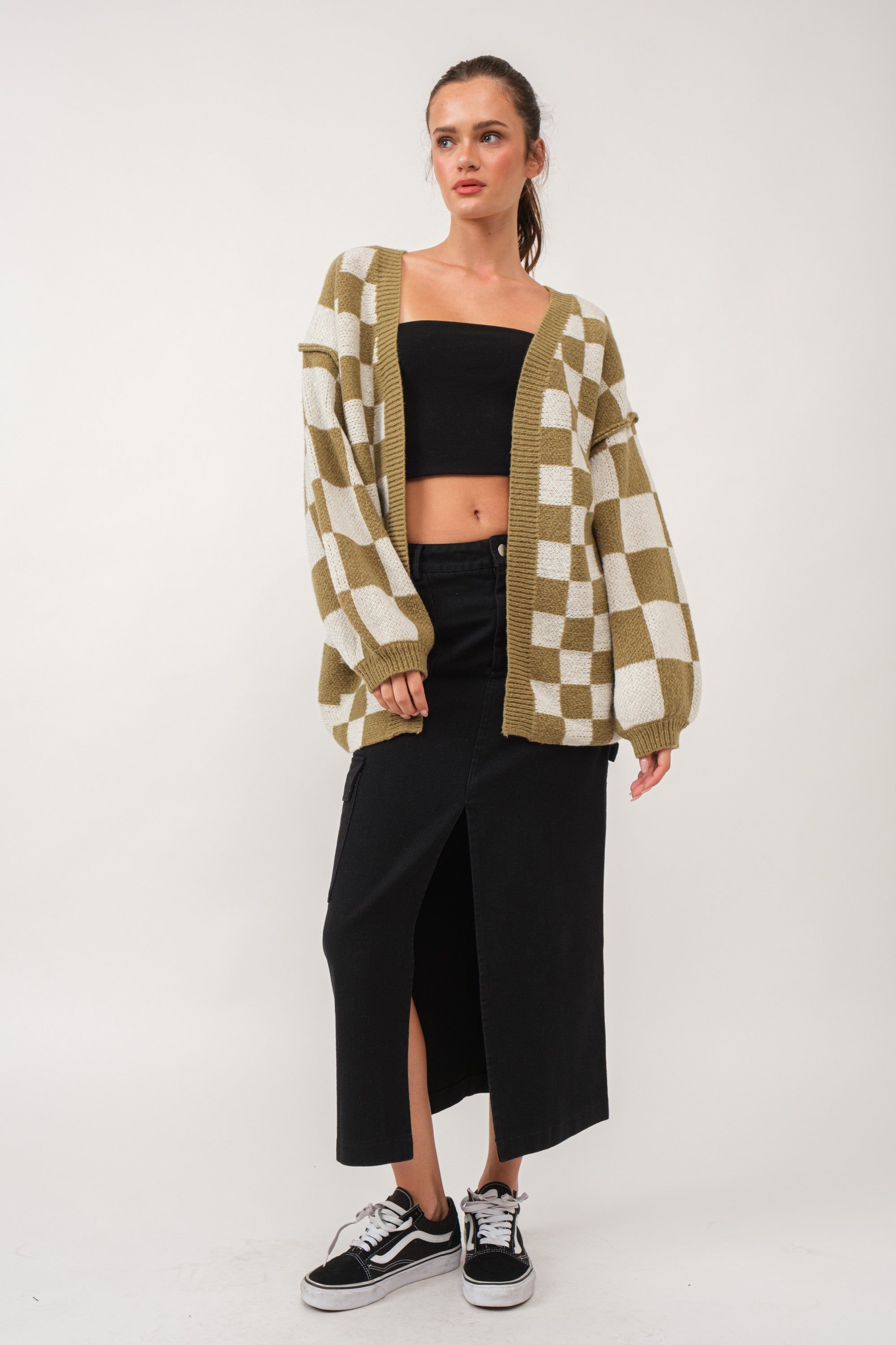 Olive Checkered Maternity Sweater sold by Pinkblush product image thumbnail 5