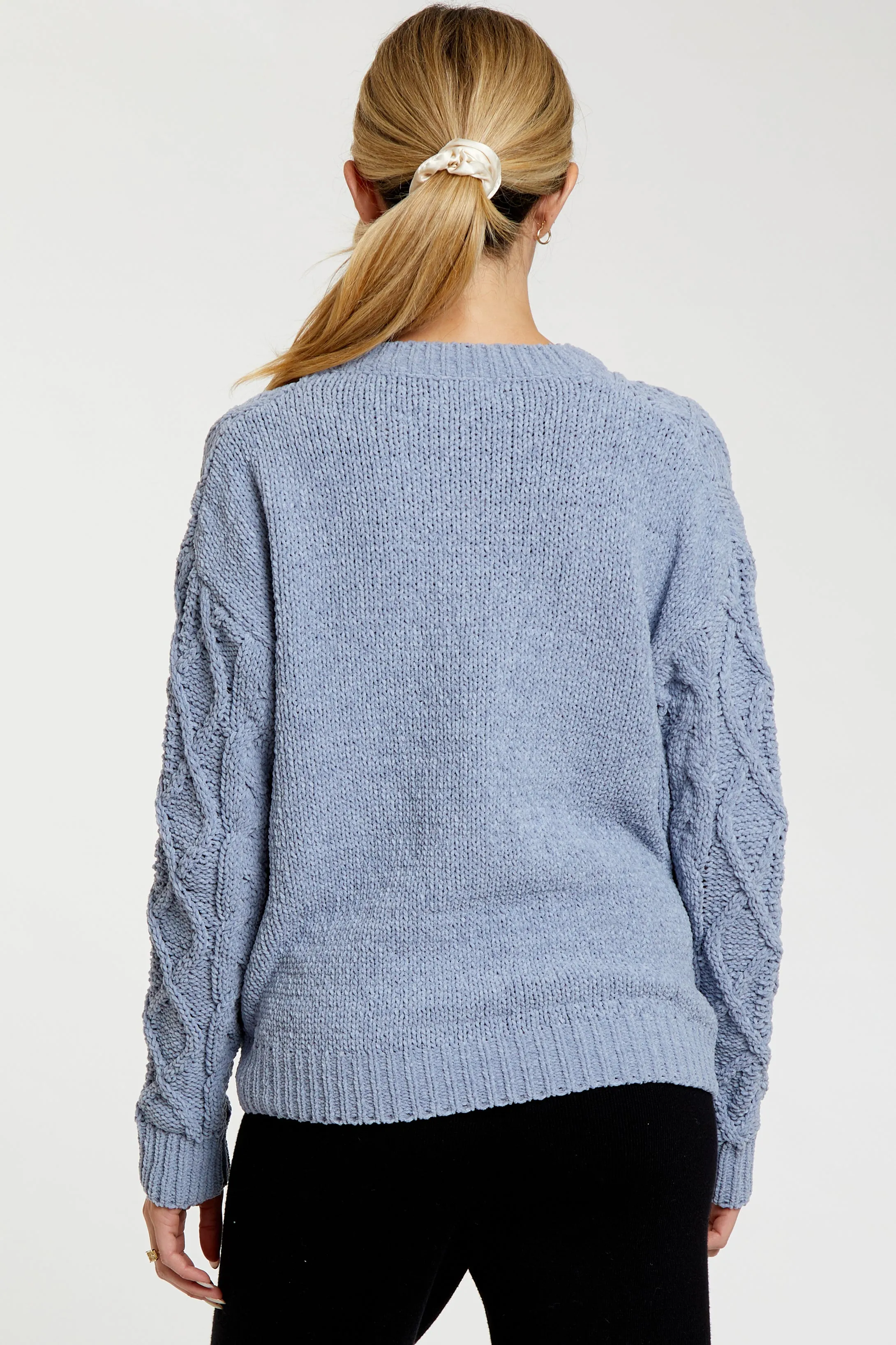 Blue Cable Knit Maternity Sweater sold by Pinkblush product image thumbnail 3
