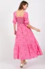 Pink Gauze Smocked Embroidered Square Neck Midi Dress sold by Pinkblush