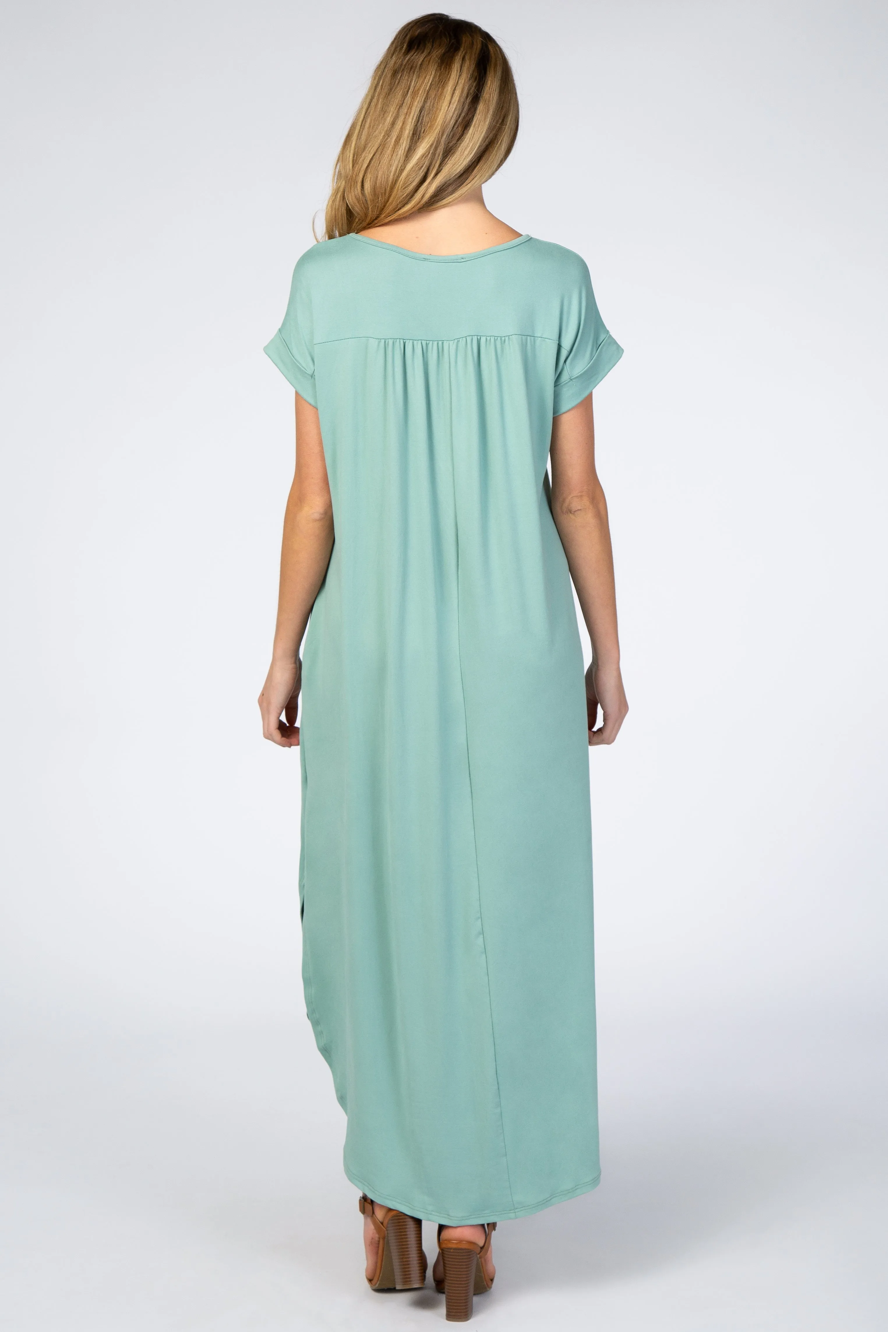 Light Olive Side Slit Maternity Maxi Dress sold by Pinkblush product image thumbnail 3