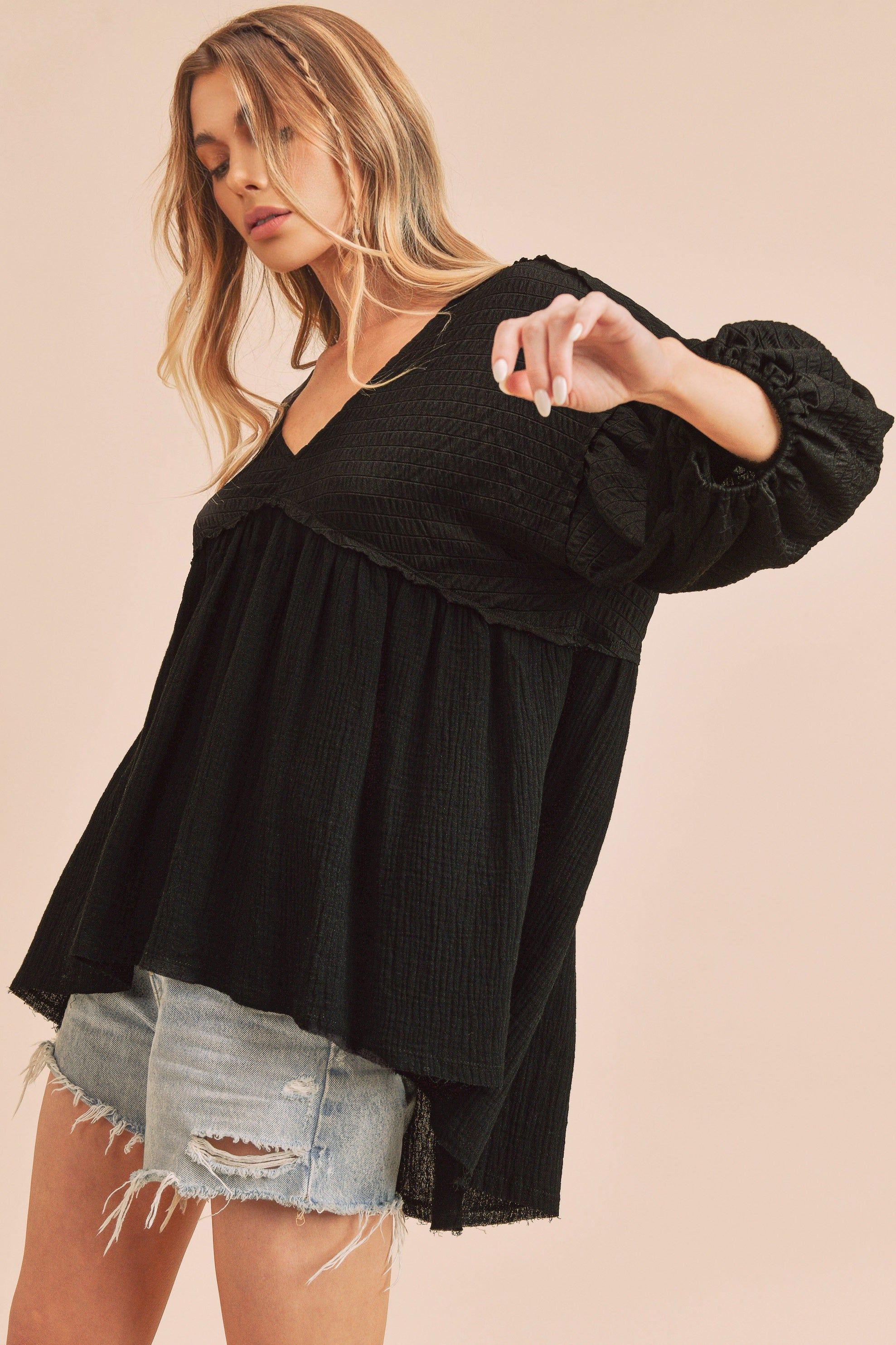 Black Flowy Top sold by Pinkblush product image thumbnail 2