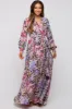 Mauve Floral Chiffon Wrap Front V-Neck Long Sleeve Maternity Maxi Dress sold by Pinkblush