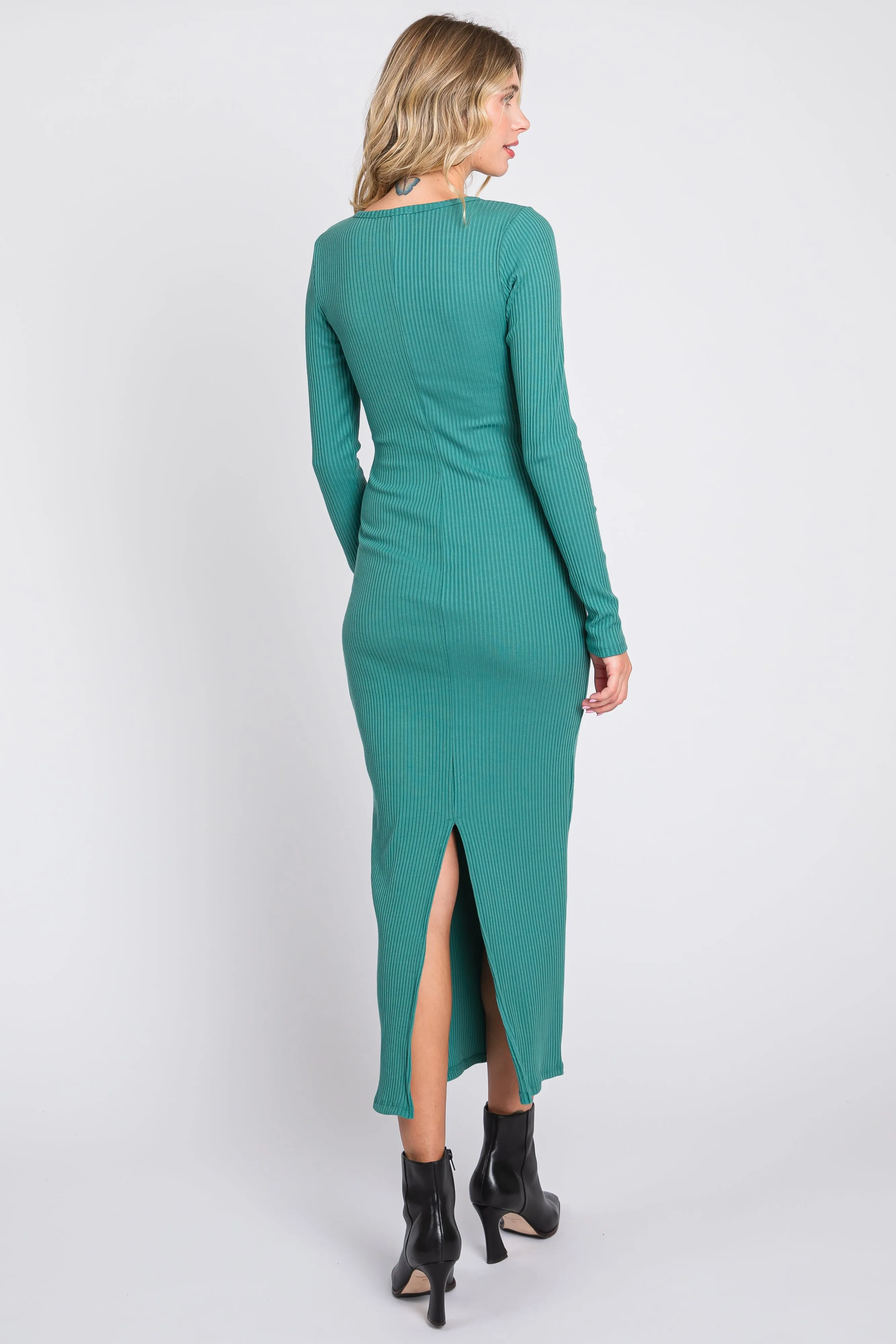 Jade Ribbed Long Sleeve Maxi Dress sold by Pinkblush product image thumbnail 3