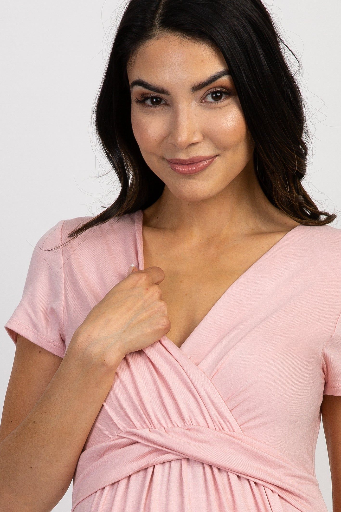 Tall Pink Draped Maternity/Nursing Maxi Dress sold by Pinkblush product image thumbnail 4