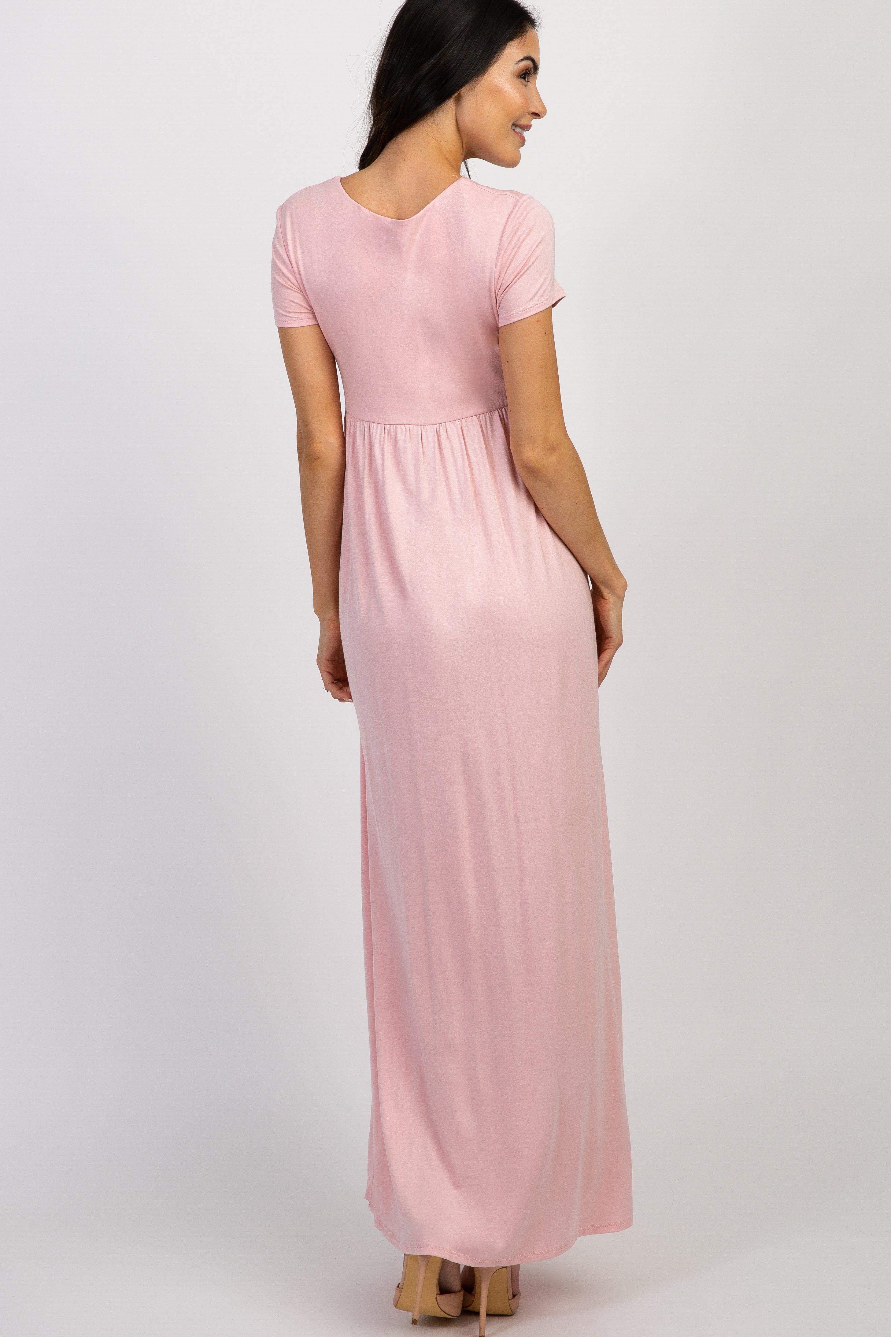 Tall Pink Draped Maternity/Nursing Maxi Dress sold by Pinkblush product image thumbnail 3