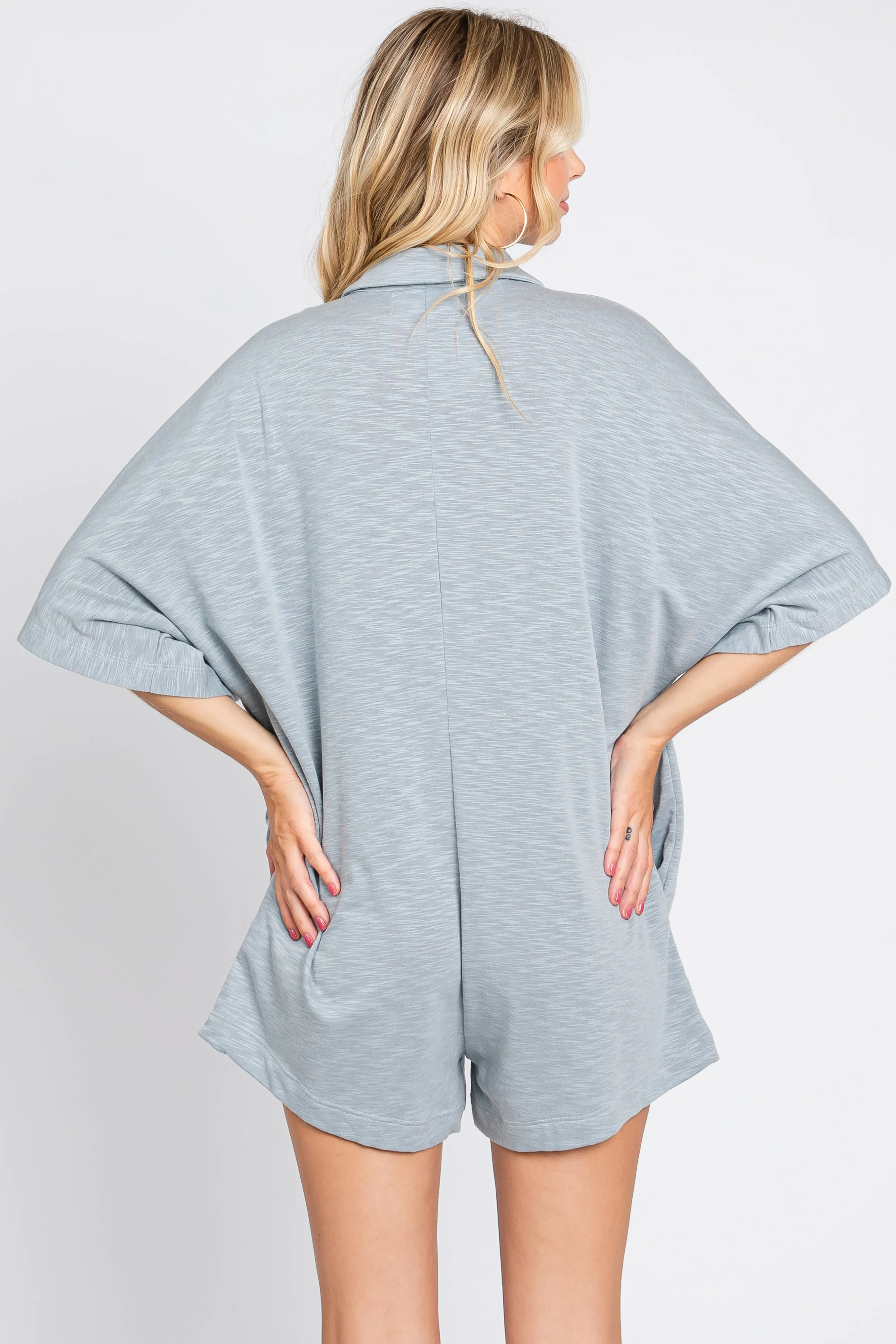 Grey Heathered Front Button Romper sold by Pinkblush product image thumbnail 4