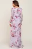 Lavender Floral Chiffon Long Sleeve Maternity Maxi Dress sold by Pinkblush