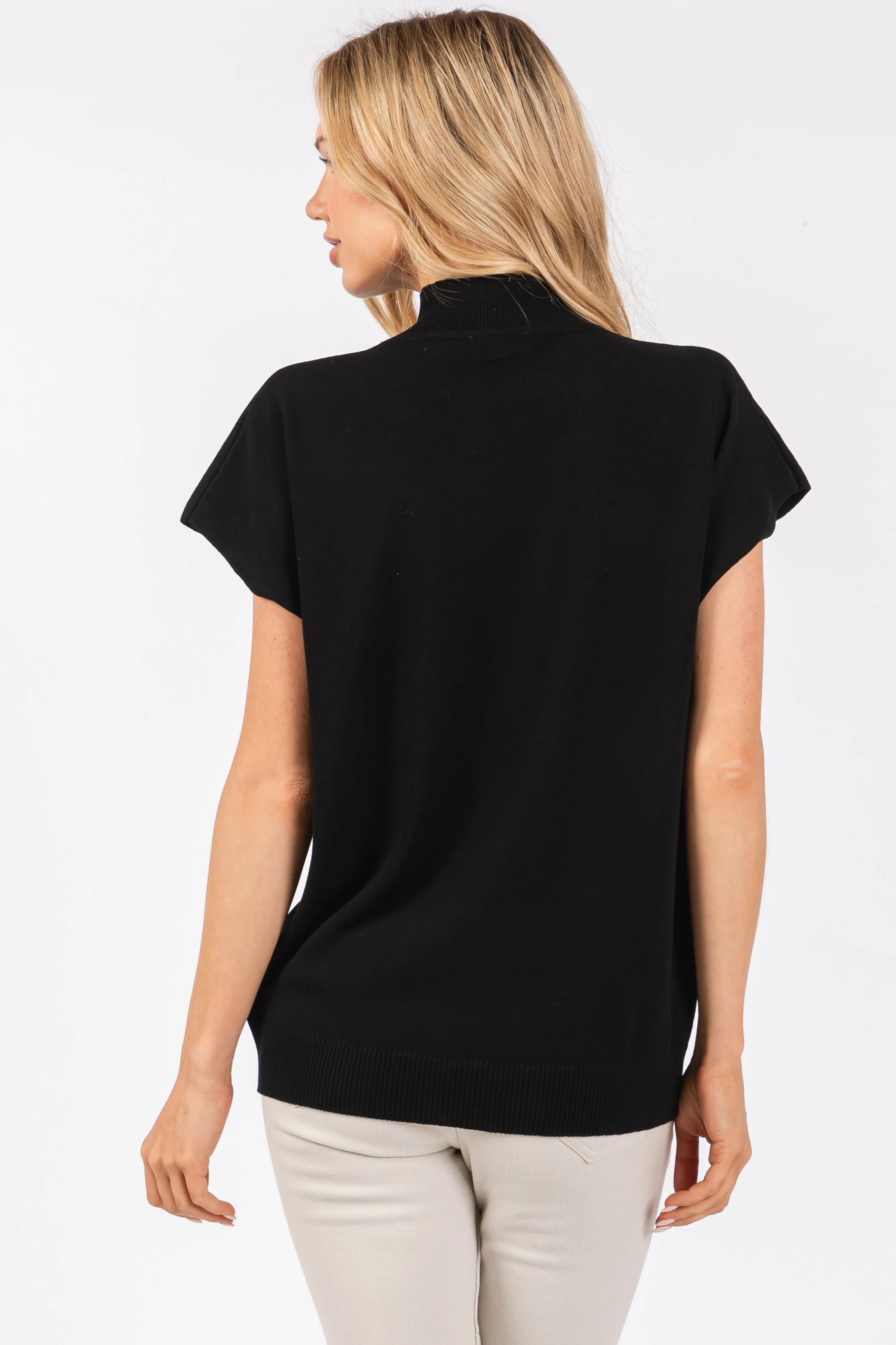 Black Mock Neck Knit Top sold by Pinkblush product image thumbnail 3