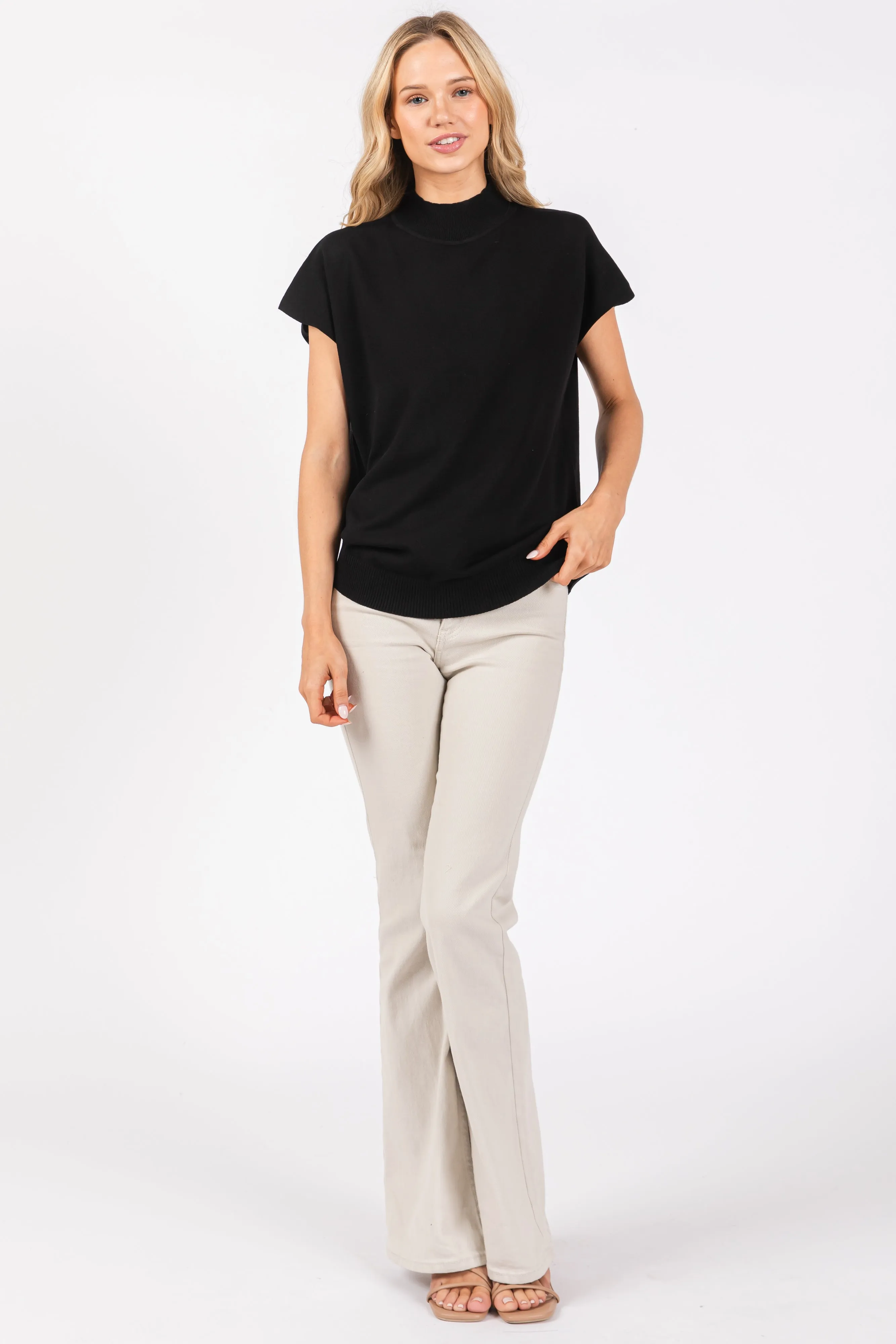 Black Mock Neck Knit Top sold by Pinkblush product image thumbnail 4