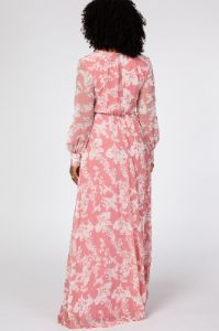 Pink Floral Chiffon Maxi Dress sold by Pinkblush