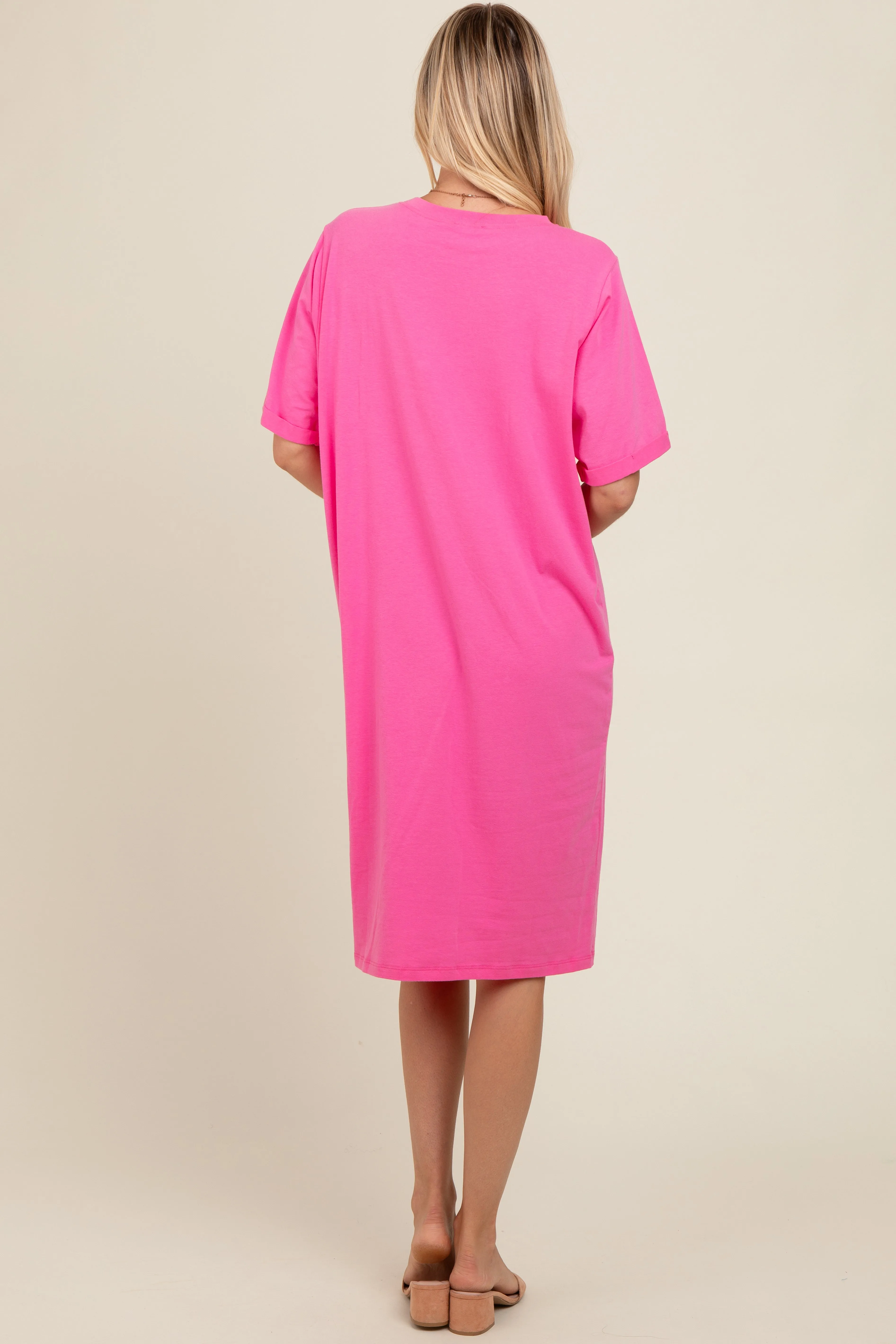 Pink Oversized Round Neck T-Shirt Dress sold by Pinkblush product image thumbnail 4