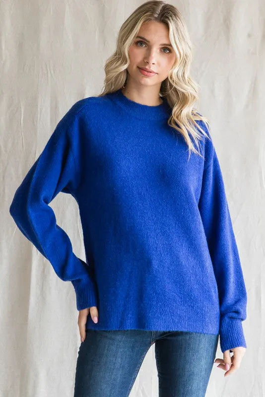 Royal Blue Basic Sweater sold by Pinkblush
