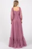 Mauve Sweetheart Neck Off Shoulder Long Sleeve Tulle Maxi Dress sold by Pinkblush
