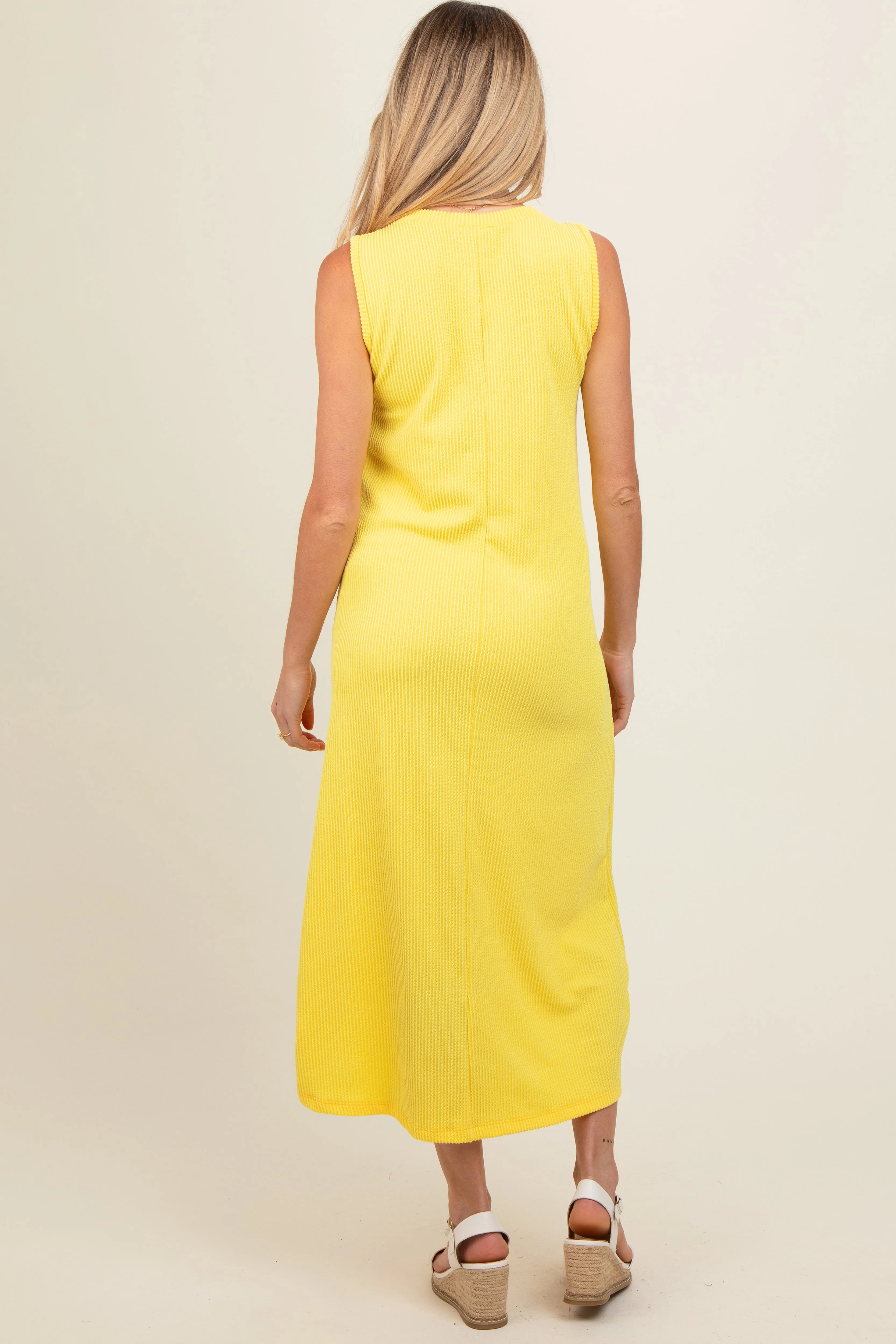 Yellow Sleeveless Ribbed Maternity Maxi Dress sold by Pinkblush product image thumbnail 3