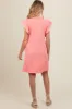Peach Ribbed Ruffle Sleeve Maternity Dress sold by Pinkblush