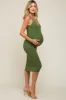 Olive Sleeveless V-Neck Maternity Sweater Dress sold by Pinkblush