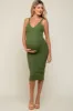 Olive Sleeveless V-Neck Maternity Sweater Dress sold by Pinkblush