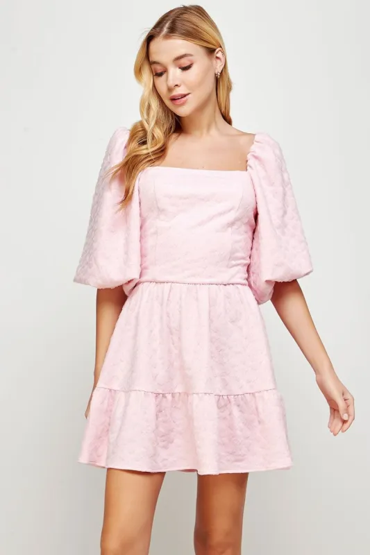 Pink Puff Sleeve Mini Dress sold by Pinkblush