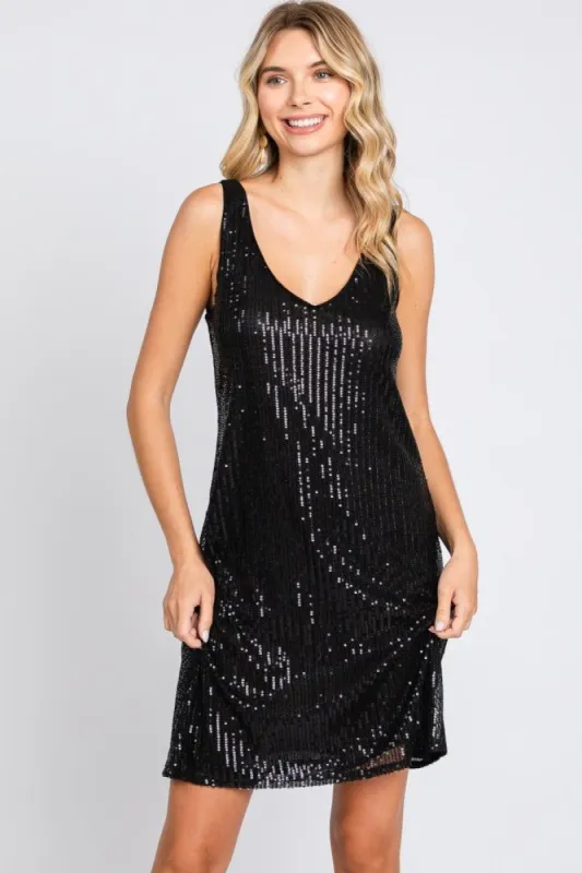 Black Sequin Sleeveless Dress sold by Pinkblush