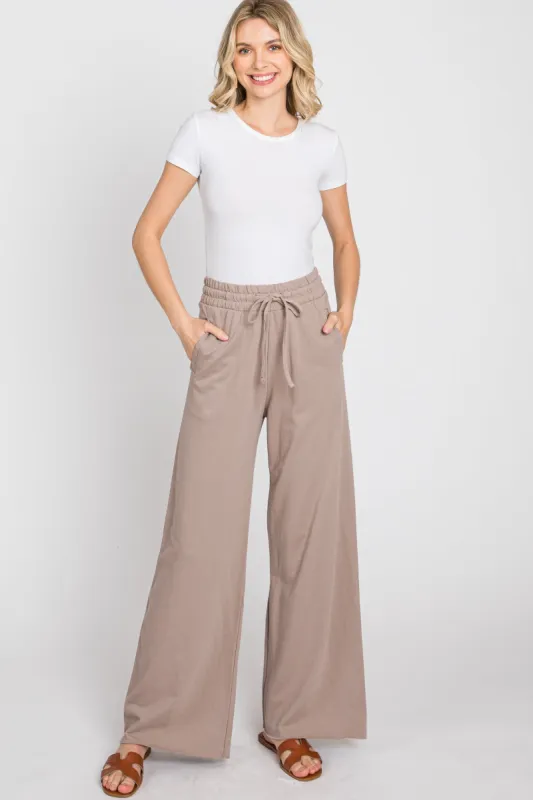 Mocha Smocked Waist Lounge Pants sold by Pinkblush