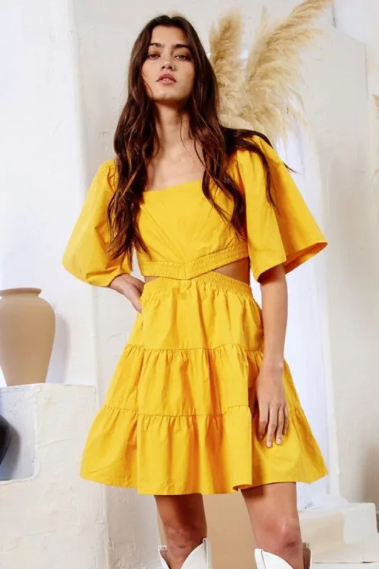 Mango Cut Out Smocked Back Tiered Mini Dress sold by Pinkblush