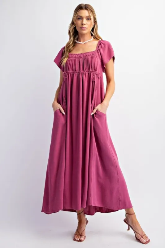 Berry Linen Maxi Dress sold by Pinkblush