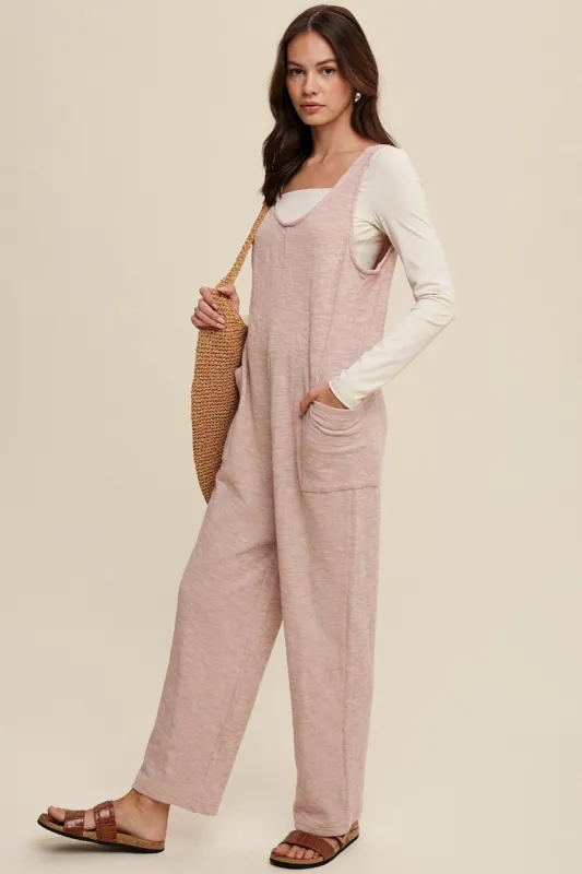 Light Pink Scoop Neck Sleeveless Jumpsuit sold by Pinkblush