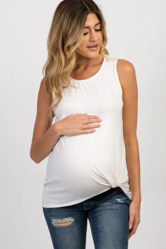 PinkBlush White Sleeveless Knot Maternity Top sold by Pinkblush