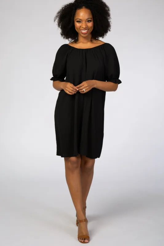 Black Short Ruffle Sleeve Dress sold by Pinkblush