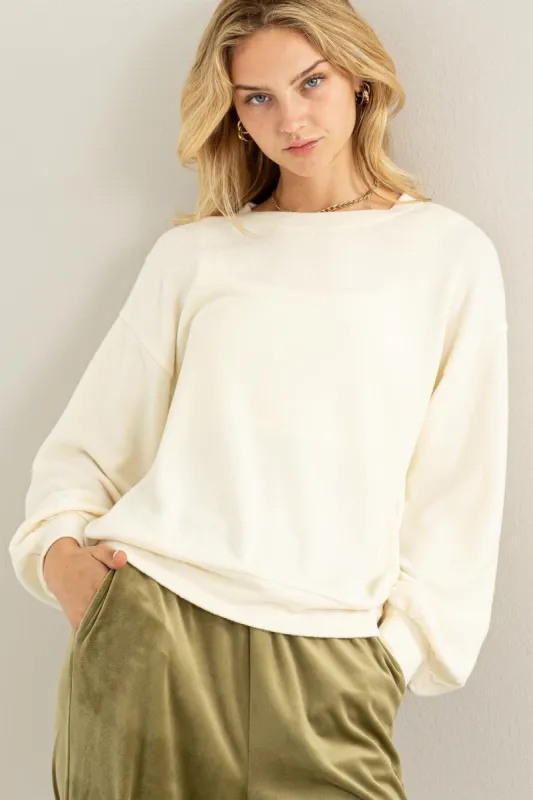 Cream Soft Knit Pullover Top sold by Pinkblush