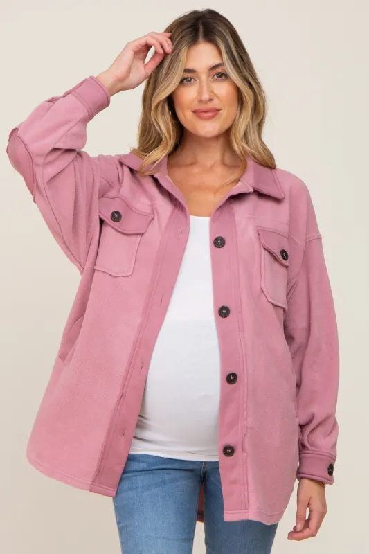 Mauve Fleece Lightweight Maternity Coat sold by Pinkblush