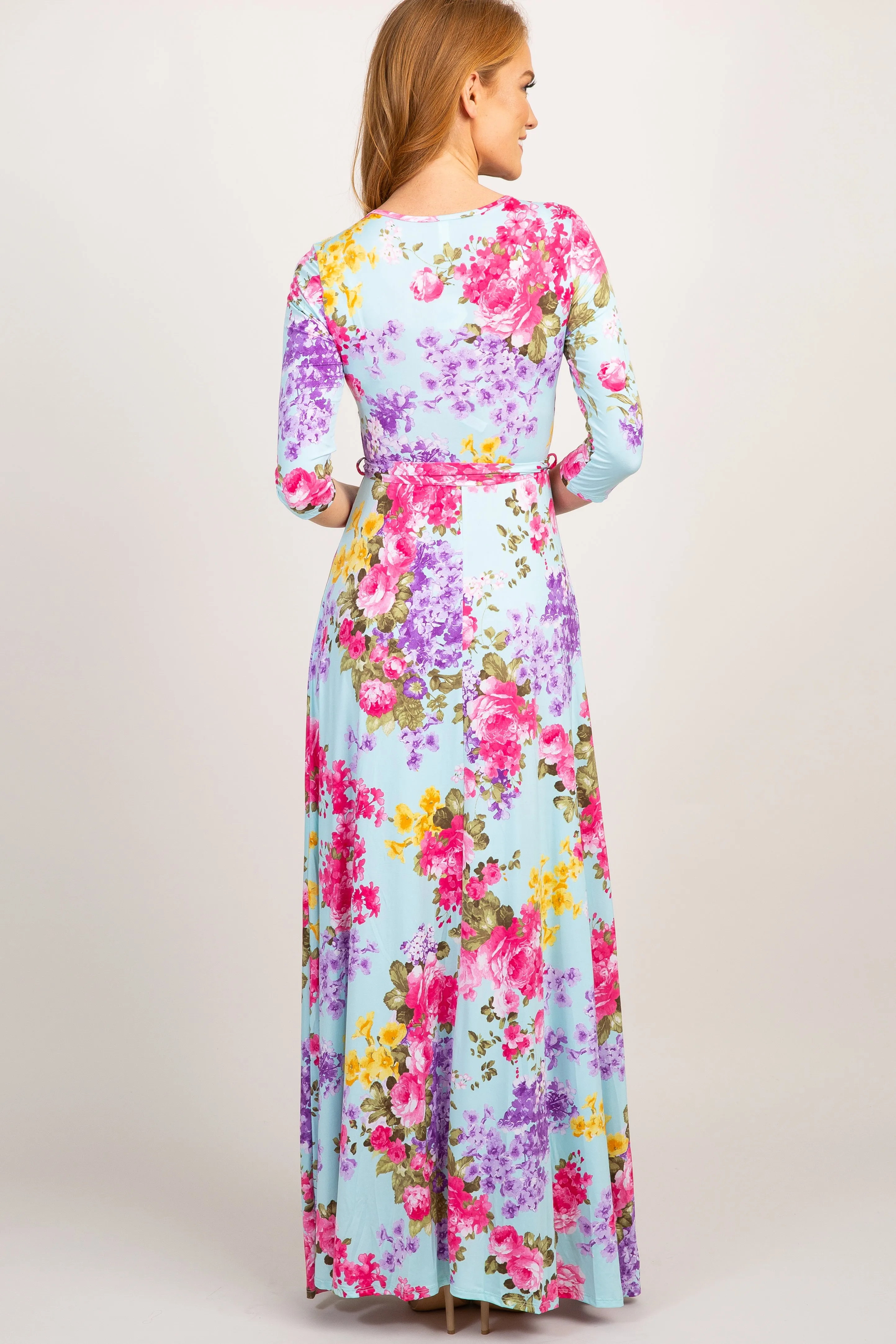 PinkBlush Mint Floral Sash Tie Dress sold by Pinkblush product image thumbnail 3