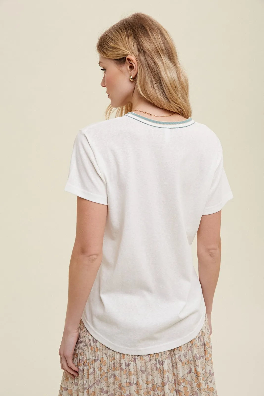 Ivory Contrast Neck Band Short Sleeve Top sold by Pinkblush product image thumbnail 3