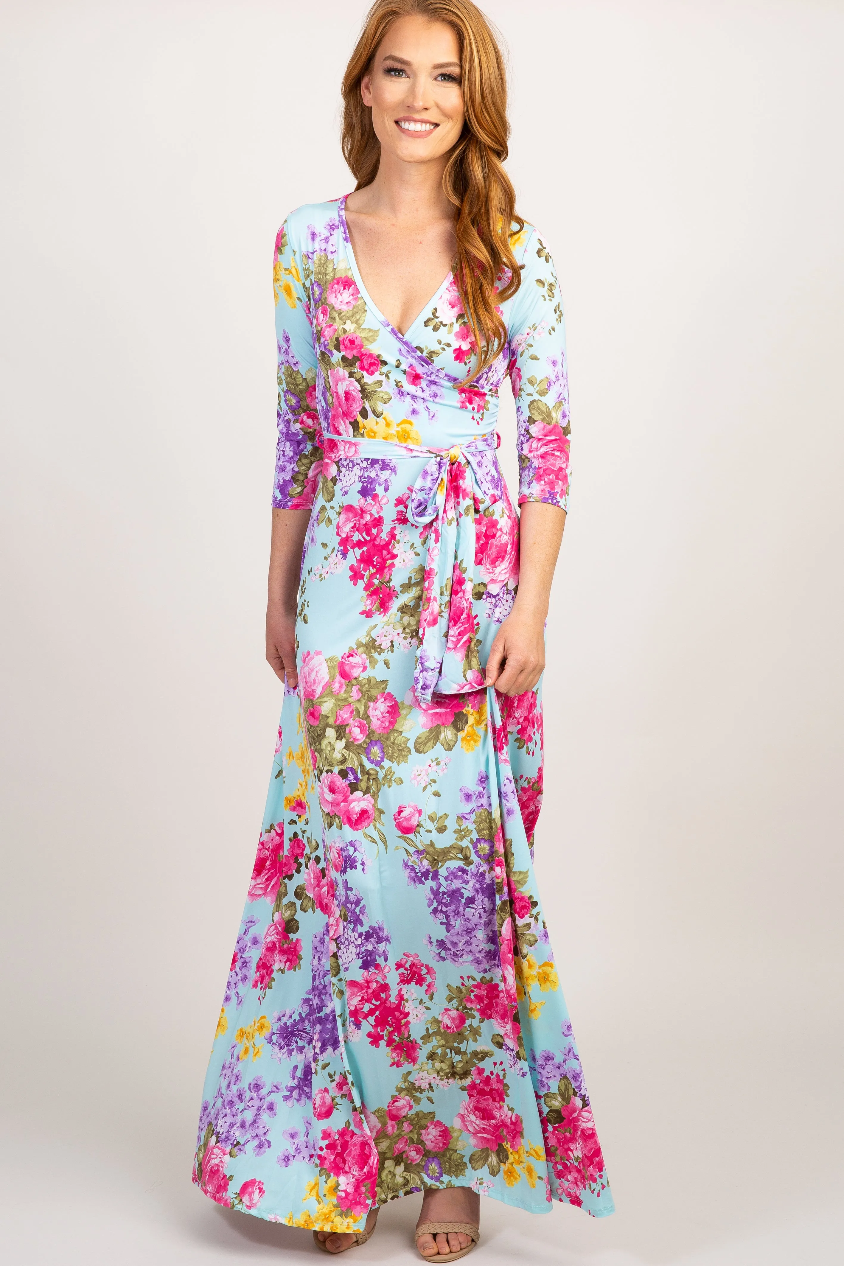 PinkBlush Mint Floral Sash Tie Dress sold by Pinkblush