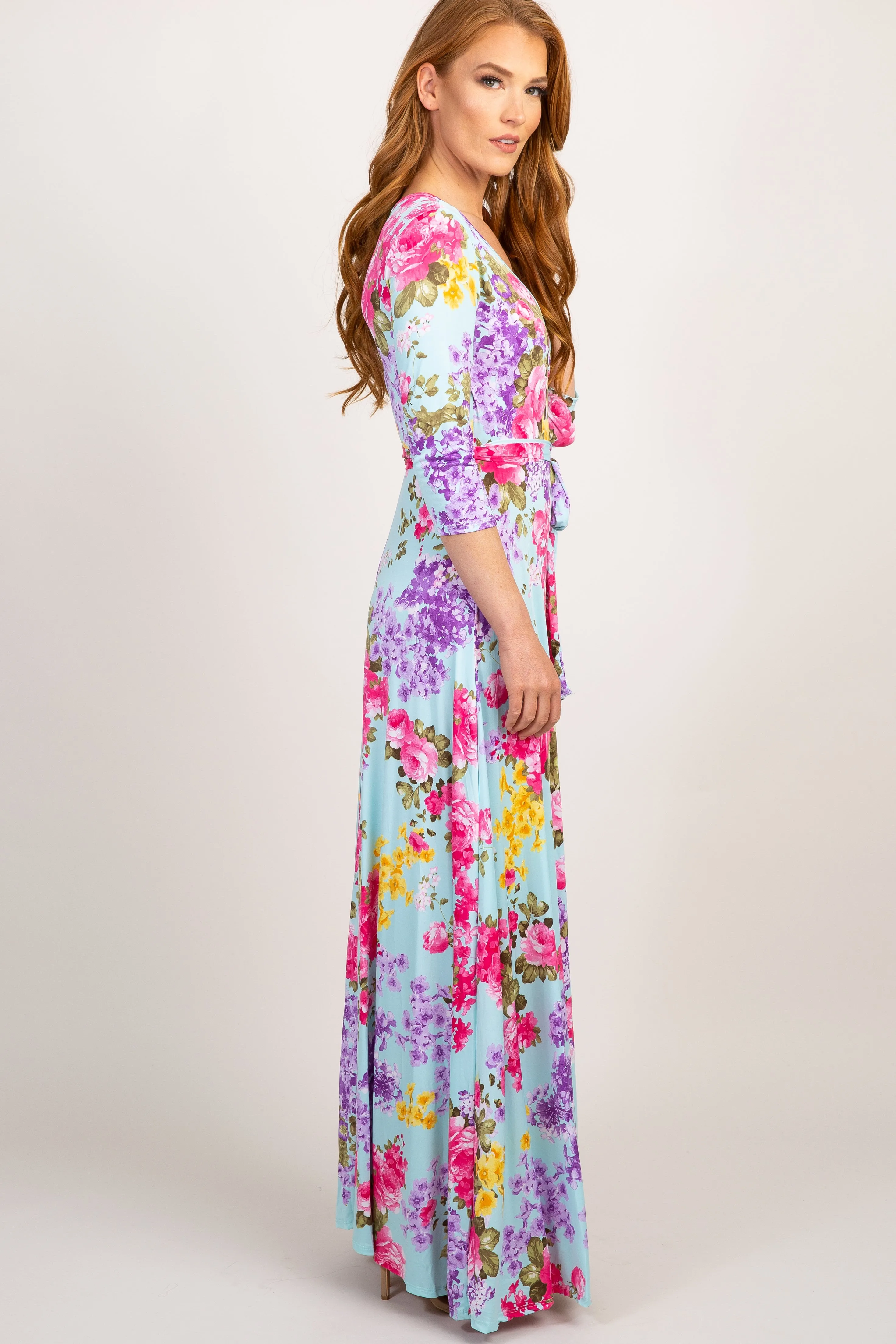 PinkBlush Mint Floral Sash Tie Dress sold by Pinkblush product image thumbnail 2